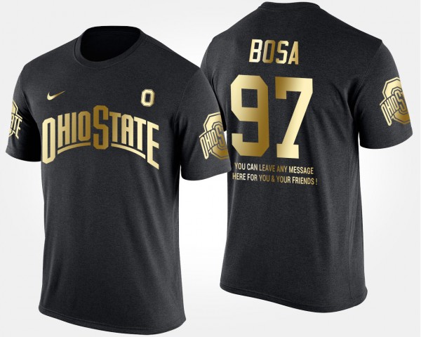 Ohio State Buckeyes Joey Bosa Men's #97 Limited Gold With Message Short Sleeve Black College Football T-Shirt 2404FJYI1